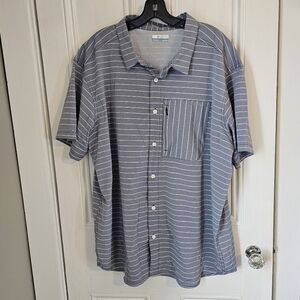 Columbia Mens XXL 2XL Gray Striped Performance Vented Fishing Outdoor Shirt